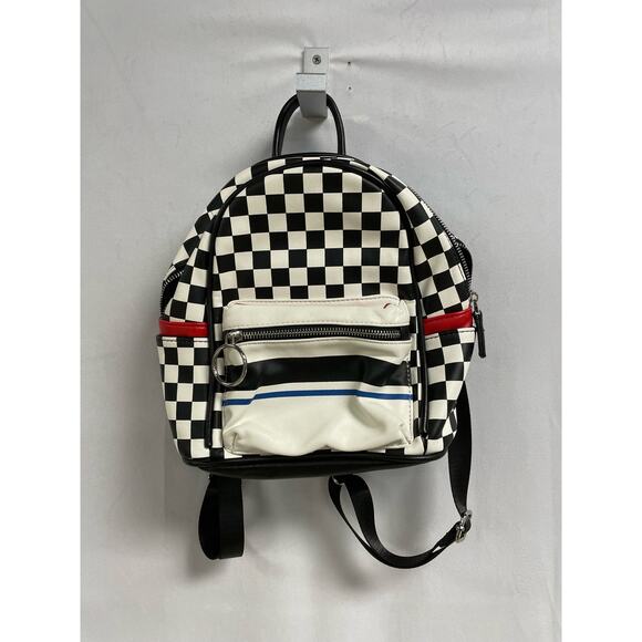 LIKE DREAMS Checkered Mini Backpack Travel School Campus in Black and White - Picture 1 of 10